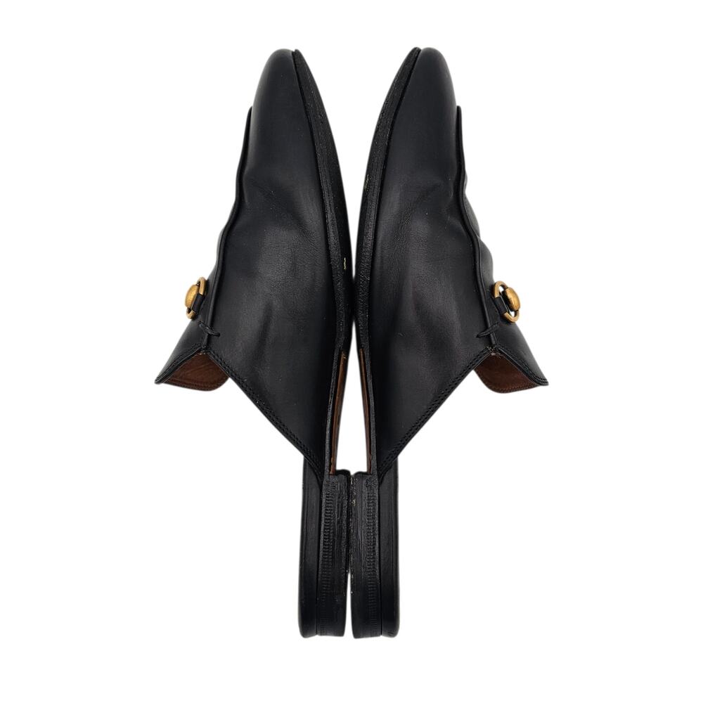 Gucci Princetown Horsebit Flat Slide Mule Black Leather Gold Size 39.5 US 9.5 - Picture 4 of 10